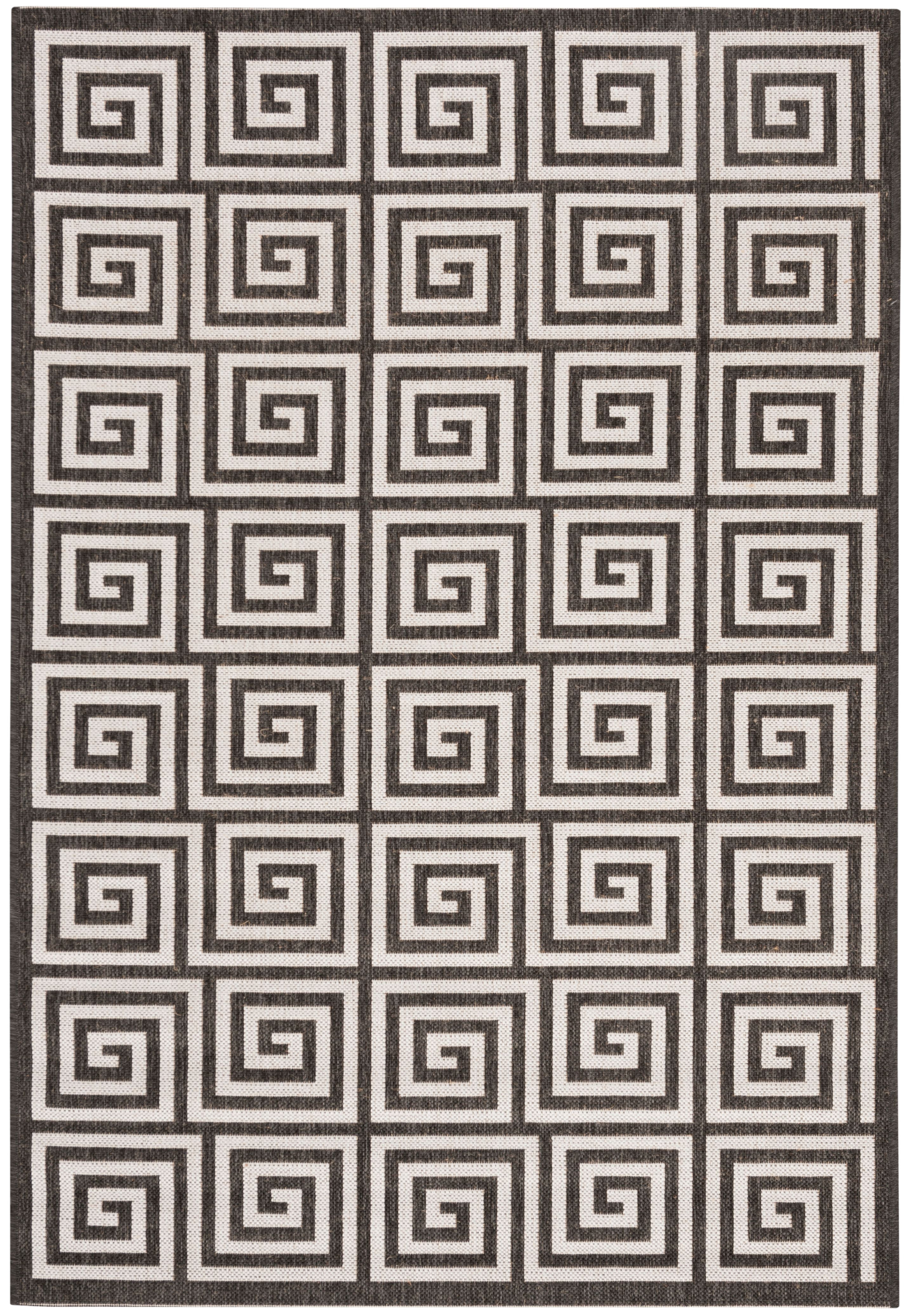 SAFAVIEH Beach House Johan Geometric Indoor/Outdoor Area Rug, Light Grey/Charcoal, 3' x 5'