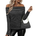 thumbnail image 4 of Xuyuer Women's Solid Color V-Neck Long Sleeve Pullover, Pile Casual Fashion Top for Women's Blouses Collection, 4 of 9