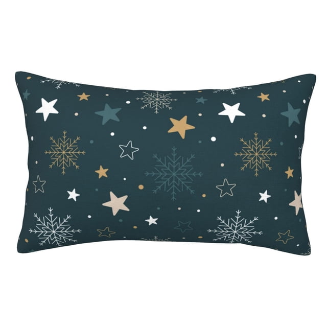 Fotbe Christmas Snowflake Funda de Almohada Decorativa Estilo Occidental, Lujo en Algodón, Fundas para Almohadas King, Cojín Estampado para Decoración del Hogar-16"x24"