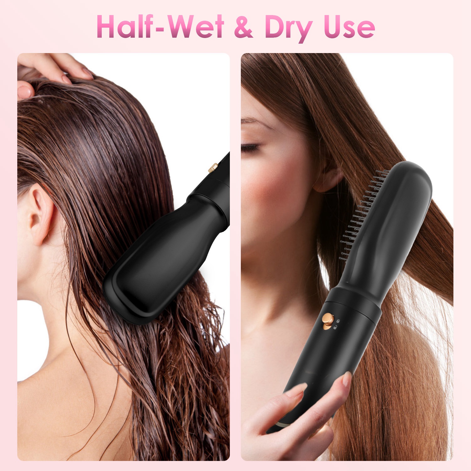 Moclever 5 in 1 Hot Air Styler Straightener Curler Dryer Automatic Wrap Styler Hair Dryer Brush Set, Black