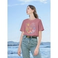 thumbnail image 2 of VILOVE Womens Summer Tops World Traveler Magic Kingdom Castle Graphic Tee Crew Neck Short Sleeve T-Shirts, 2 of 6