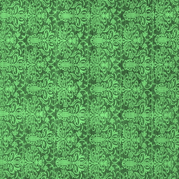 Ahgly Company Indoor Square Abstract Emerald Green Modern Area Rugs, 3' Square