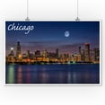 thumbnail image 2 of Chicago, Illinois, Skyline at Night (9x12 Wall Art Print, Home Decor), 2 of 3