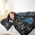 thumbnail image 4 of Homewish Diamond Bow-tie Queen Comforter Set, Blue Glitter Butterfly Bedding Sets, Retro Fashion Damask Reversible Bedding Comforter Set, Breathable Home Decor, 3-Piece, 4 of 8
