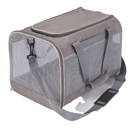 BESTSKY Cat Carrier Spacious Functional Cat Backpack Breathable Mesh Dog Carriers for Small Dogs Soft Plush Cat Carrier for Easy Travel Khaki 45*30*30cm
