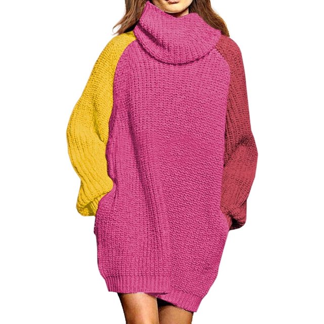 LAICAIW Robe Chandail Longue Ample à Col Roulé Oversize pour Femmes