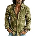 thumbnail image 2 of Fsmtpdam Mens Hawaiian Shirt Floral Button Down Collared Casual Long Sleeve Printed Boho Tops Vintage Relaxed Fit Lightweight Summer Beach Vacation Shirts, 2 of 5
