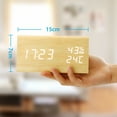 Wooden LED Desk Alarm Clock with Date, Voice Control, Humidity