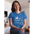 thumbnail image 2 of Easter Is Coming Bunny Egg Graphic Women Royal Blue T-Shirt, Female XX-Large, 2 of 4