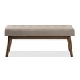 thumbnail image 4 of Baxton Studio Elia Mid-Century Modern Walnut Wood Light Grey Fabric Button-Tufted Bench, 4 of 7