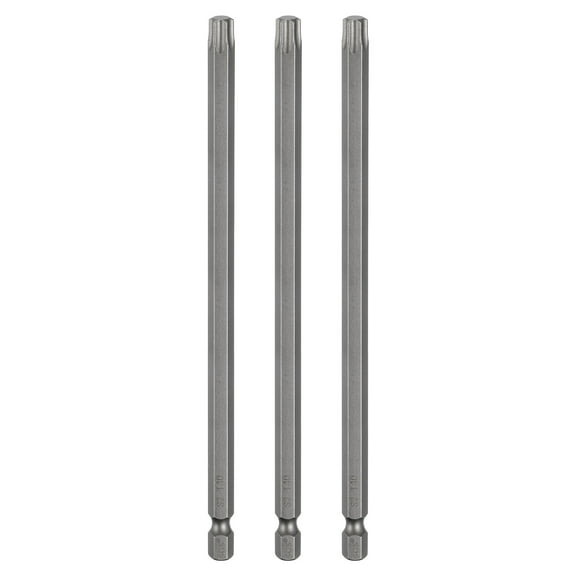 Uxcell 3pcs T40 Torx Head Screwdriver Bit 1/4" Hex Shank 6" (150mm) Long Magnetic No Hole Tip 6 Point Star Screw Driver