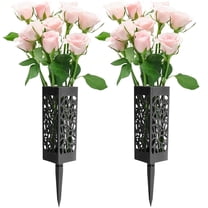 2 Pack Plastic Grave Vase Cemetery Vases Headstone Gravestone Flower Holder Memorial Tombstone Decorations Cemetery Floral Containers with Stakes