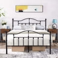 thumbnail image 3 of 3 Piece Bedroom Sets Full Size Black Metal Bed Frame and 2 Brown Nightstands, 3 of 7
