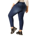thumbnail image 7 of Unique Bargains Women's Plus Size Stretch Washed Mid Rise Skinny Jeans, 7 of 7