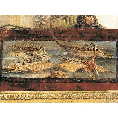 Empire Art Collection - Italy Pompeii House Of The Vettii Detail With Warships First Century AD Roman Art Early Empire Painting Fresco AisaEverett Collection Poster Print