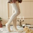 thumbnail image 2 of KAIYANG Calcetines altos, cálidos y abullonados de color liso para mujer, de invierno, por encima de la rodilla (negro), 2 of 4