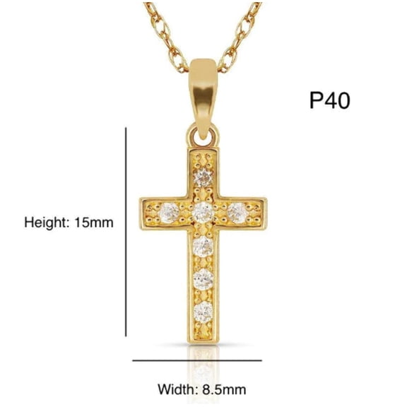 14K Yellow and White Gold CZ Cross Pendants for Womens Mens / Cross Gold Charms / Catholics Cross Pendants / Dijes de Cruz Oro Real