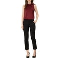 thumbnail image 2 of INSPIRE CHIC Women's Elegant Satin Sleeveless Bow Tie Neck Solid Work Blouse Tops S Burgundy, 2 of 7