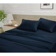thumbnail image 4 of 100% Cotton Full/Double Size Sheet Set – 450 Thread Count Soft & Breathable Sateen Bed Sheets with Deep Pockets – 4-Piece Bedding Set – Estate Blue, 4 of 12