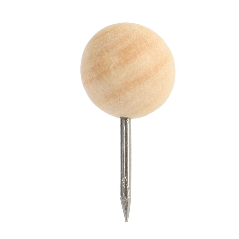 PPYY-130pcs Round Wood Decorative Push Pins, Wood Head and Steel Needle  Point Thumb Tacks for