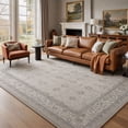 thumbnail image 3 of KUETH 10X14 Machine Washable Area Rug, Low Pile Non-Slip Backing Carpet for Large Living Room and Bedroom, Pet-Friendly Vintage Floral Medallion Rug, Gray, 3 of 8