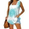 thumbnail image 2 of RKSTN Débardeurs pour Femmes Col Carré Sans Manches T-shirt Mode Confortable Imprimé Floral Blouse Plissée Décontractée Ample, 2 of 4