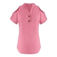thumbnail image 4 of Loose Off The Shoulder Tops For Women Color Sólido Cuello en V Linen Feel Camiseta de Manga Corta, Tops de Lino para Mujeres Loose Fit Verano, 4 of 9