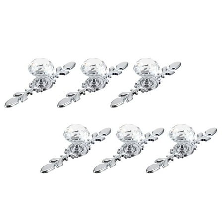 6 Pcs Dresser for Closet Silver Base Crystal Handle