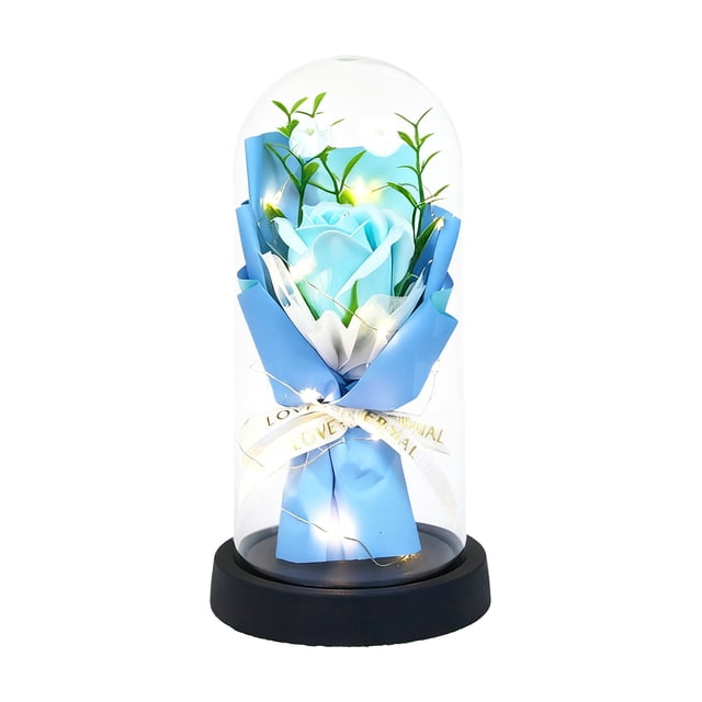 Decoraciones para San Valentín, adornos para San Valentín, regalos para San Valentín, regalo para San Valentín, flores eternas, ramo de flores secas, rosas con tapa de cristal, flores de jabón, regalo