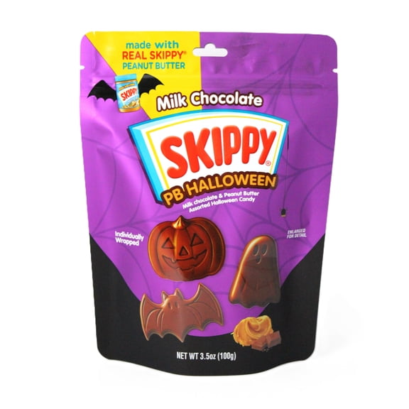 SKIPPY Milk Chocolate Peanut Butter Halloween Shapes Candy, Individually Wrapped