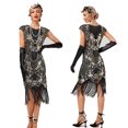 thumbnail image 3 of Elainilye Fashion 1920 Vintage Sequin Dress Studded Tassel Dress High-end Banquet Evening Dress Sleeveless V-neck Dress Prom Dress,Black, 3 of 6