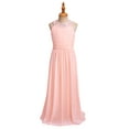 thumbnail image 2 of Yartina Kids Flower Girls Dress Chiffon Pleated High-Waisted Long Maxi Dress for Bridesmaid Wedding Pearl Pink 14, 2 of 6