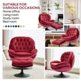 thumbnail image 7 of Comfort Stretch Velvet Swivel Accent Chair with Ottoman Round Reading Chair with Foot Stool Set Burgundy, 7 of 7
