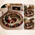 thumbnail image 4 of BZPIZ 24" Christmas Round Rug, 3D Optical Illusion Santa Claus Spiral Staircase Area Rug, Polyester Holiday Floor Mat for Living Room Bedroom Entryway, 4 of 7