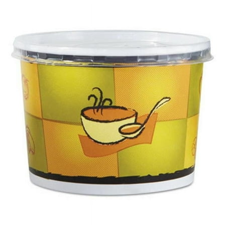 Huhtamaki HU  12 oz Streetside Squat Paper Food Container with Lid - Multicolor - 250 Per Carton