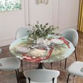 thumbnail image 5 of Christmas Cardinal Round Tablecloth for 55-60 Inch Tables,Fitted Table Cover with Elastic Edge,Winter Xmas Poinsettia Berry Sky Blue Waterproof Outdoor Table Cloth Protector for Patio Garden Dinner, 5 of 9