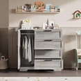 thumbnail image 3 of Bingirl Commode Moderne Multifonction en Bois à 4 Tiroirs avec Garde-Robe de Rangement et Tringle – Armoires de Rangement pour Vêtements pour Chambre, 3 of 6