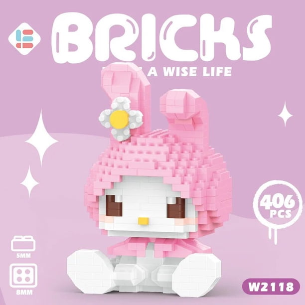 Juguete decorativo ensamblado de Hello Kitty Sanrio, figura de Anime Kuromi, modelo Cinnamoroll, caja de bloques de construcción, modelo de rompecabezas, regalo
