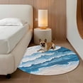 thumbnail image 3 of Abstract Blue Round Living Room Rugs 4 ft, Beige Gradient Ocean Wave Oil Painting Style Washable Area Rug with Non-Slip Sturdy Edge Binding Round Carpet for Entryway Kitchen Bedroom Bathroom, 3 of 9