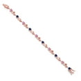 thumbnail image 2 of Gem Stone King 18K Rose Gold Plated Silver Heart Shape Blue Created Sapphire Pink Moissanite and Round White Lab Grown Diamond Greek Vine Flower Tennis Bracelet for Women (5.04 Cttw, 7.5 inch), 2 of 4
