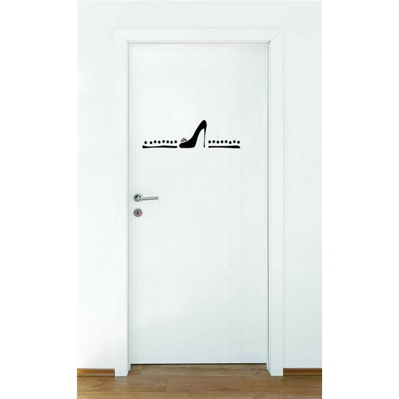 Shoe Vinyl Wall Decal for Home - Girl Ever Fashion Teen Closet Cute Wall Decal Bedroom Living Room Entry - Removable High Tact - Size: 8 In x 20 In