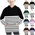 thumbnail image 7 of Meitianfacai Girls Hoodie Lightweight Sweatshirt, Color Block Striped Pullover Sweatshirt Fall Fashion Girls Clothes, Girls Navy Sweatshirt Size 13-14 Years, 7 of 7