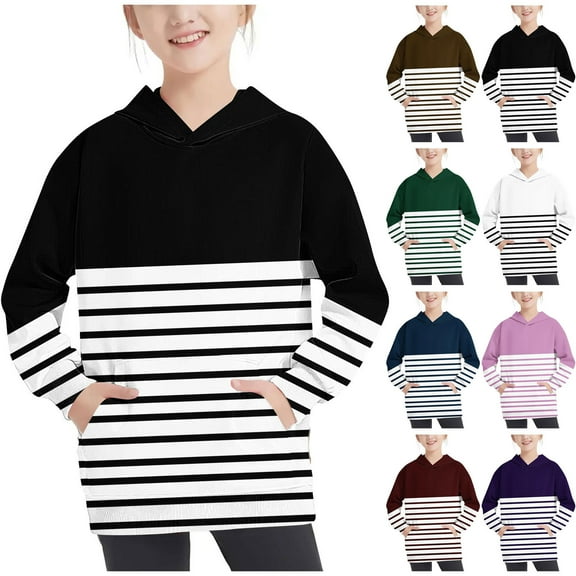 Fesfesfes Hoodies For Boys Crewneck Oversized Hooded Sweatshirt Kids Fashion Long Sleeve Pullover Tops 4-14 Years For Girls And Boys