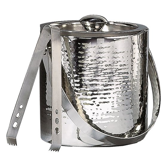 Leeber Contemporary Double Wall Ice Bucket with Lid and Tongs