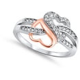 thumbnail image 4 of CHOOSE YOUR COLOR Infinity Heart White CZ Gold-Tone Heart Ring 925 Sterling Silver Band Female Size 4, 4 of 4
