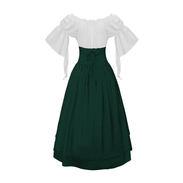 CGMDTZ Renaissance Peasant Dress for Women, Off Shoulder Ruffle Sleeve Blouse and Corset Skirt, Medieval Costume Outfit, Women's, Size: Large CGMDTZ Renaissance Peasant Dress for Women, Off Shoulder Ruffle Sleeve Blouse and Corset Skirt, Medieval Costume Outfit, Women's, Size: Large
