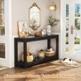 thumbnail image 5 of Aheaplus 47" Farmhouse Wood Console Table - Narrow Entryway Sofa Table with Open Storage Shelves, Embossed Wood Grain, Easy Assembly, Ideal for Entryway, Living Room Behind Couch，Black, 5 of 7
