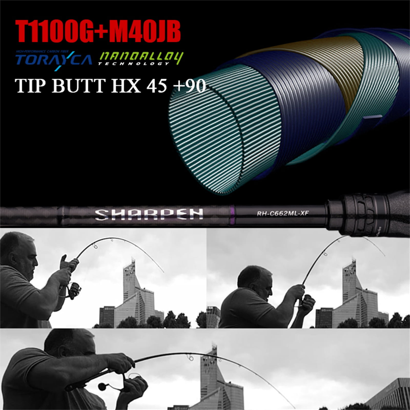 PURELURE SHARPEN Travel Soft Lure Long Spinning and Casting XF/MF Action Rods FUJI Components Bass Pike Rod Fishing Rod Reel