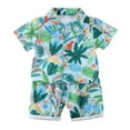 thumbnail image 4 of Toddler Boys Summer Outfits Beach Patterned Button Down Shirt and Shorts Outfit Sets Size 100/L ,Blue, 4 of 4