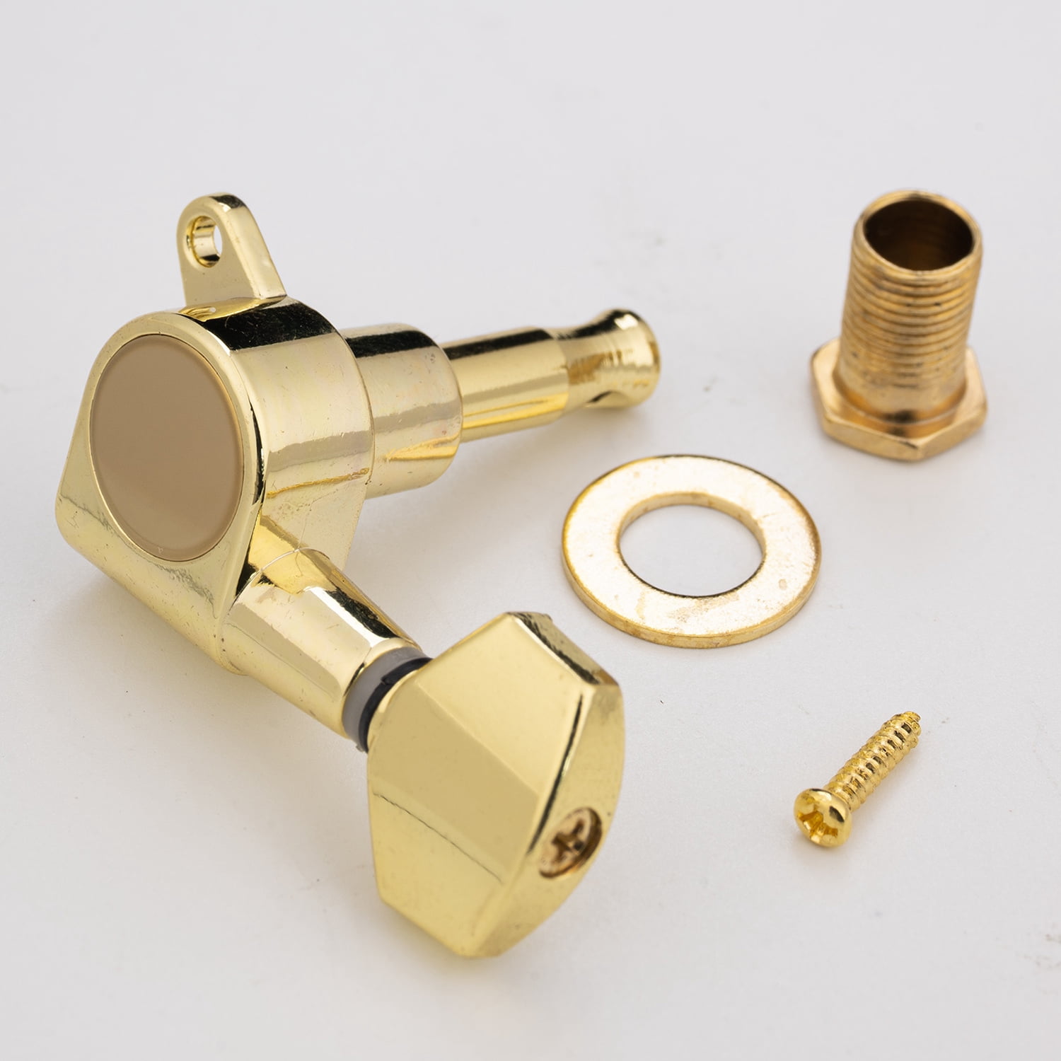LOOKSEVEN 3 Left 3 Right Hand Sealed Guitar Tuner Pegs,Big Square Electric Guitar String Tuning Pegs Keys Machine Heads for Fender Strat Telecaster Tele/Electric Guitar-Gold